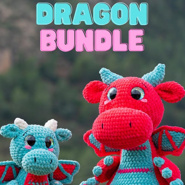 CHARLIE BUNDLE - Crochet pattern - baby dragon & big dragon combo