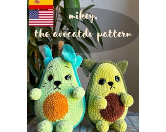 Mikey, l'avocatdo - Patron au crochet Amigurimi. Chat avocat mignon - Peluche chat avocat