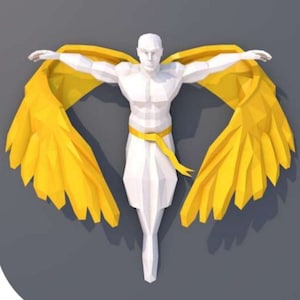 Angel Wall Decor voor Papercrafts, Familie, Kinderactiviteiten, 3D Pepakura Designs, DIY Papercraft, Low Poly, 3D Papercraft PDF, Sjabloon, Origami