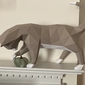 Kat voor Papercrafts, Familie, Kinderactiviteiten, 3D Pepakura Designs, DIY Papercraft, Low Poly, 3D Papercraft PDF, Papieren sjabloon, Origami