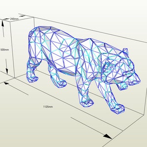 Tiger für Papierarbeiten, Familie, Kinderaktivitäten, 3D-Pepakura Designs, DIY Papierbasteln, Low Poly, 3D-Papier, PDF, Vorlage, Origami