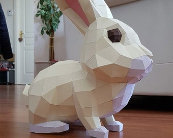 Lapin pour papercrafts, Famille, Activités pour enfants, Conceptions Pepakura 3D, DIY Papercraft, Low Poly, 3D Papercraft PDF, Modèle de papier, Origami