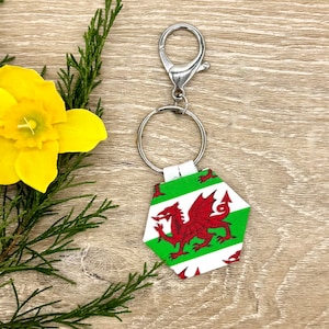 Handmade Welsh Fabric Keychain, Wales Keyring, Cymru Gift, St. David&#39;s Day, Welsh Christmas, St. David&#39;s Day, Dewi Sant