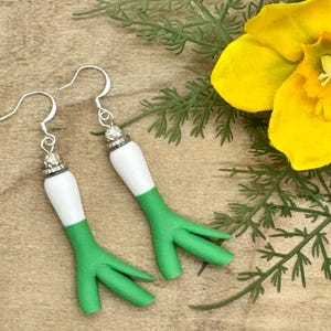 Welsh Leek Earrings, St. David&#39;s Day, Dewi Sant, Wales Dangle Earrings