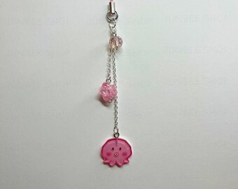 Pink Octopus phone charm