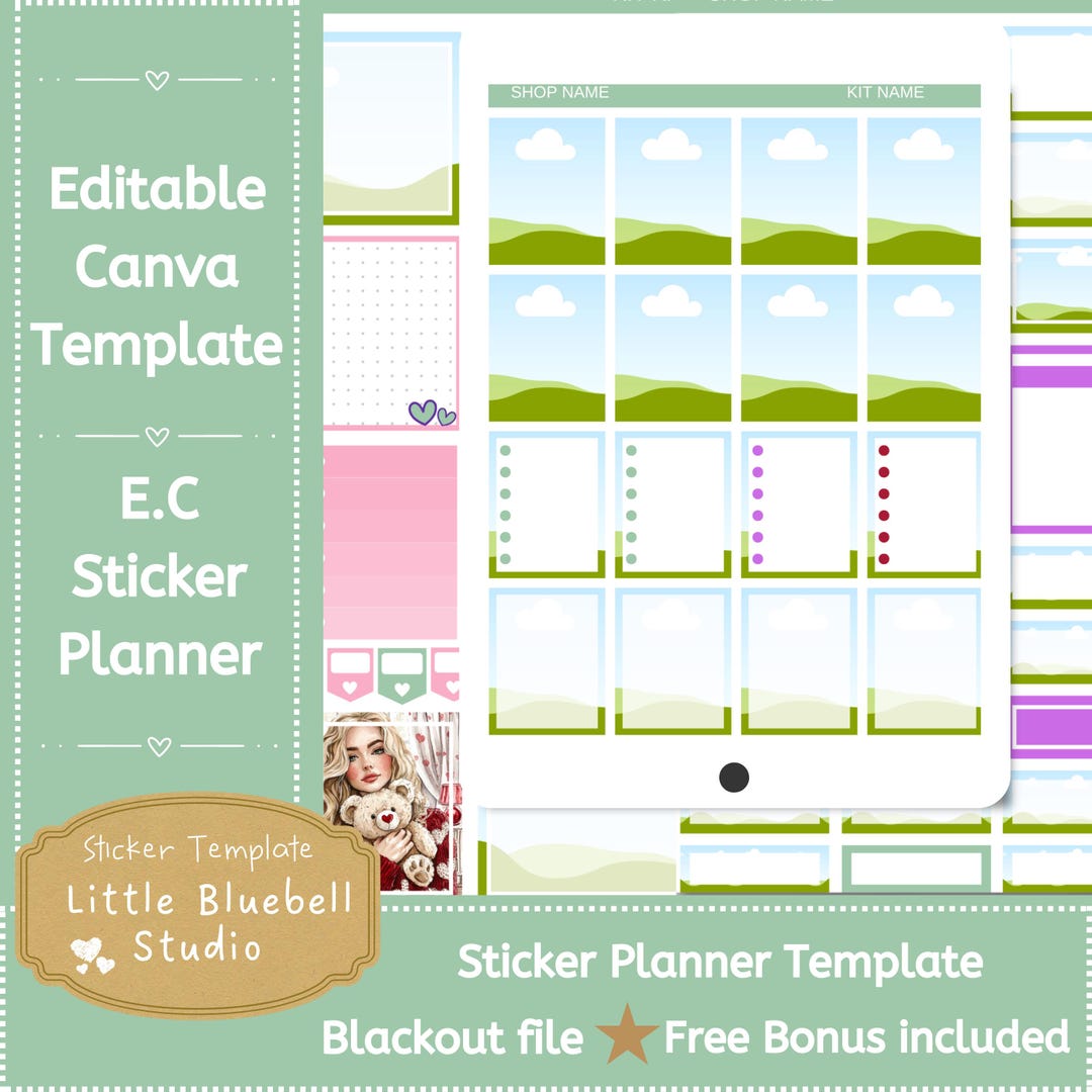 Editable Sticker Planner Template: Canva Compatible, Commercial Use - Etsy