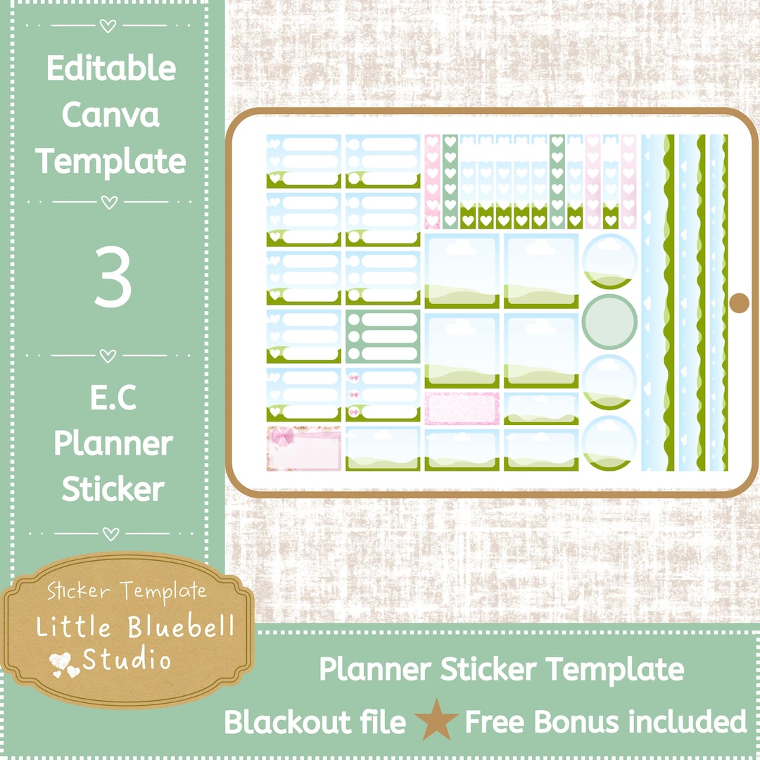 Editable Canva Planner Sticker Template: Canvay DIY Journal Stickers ...