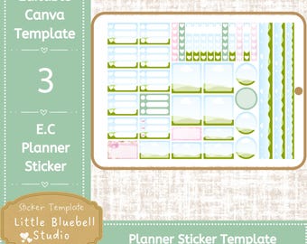 Editable Canva Planner Sticker Template: Canvay DIY Journal Stickers, Weekly Kit, (Commercial Use)