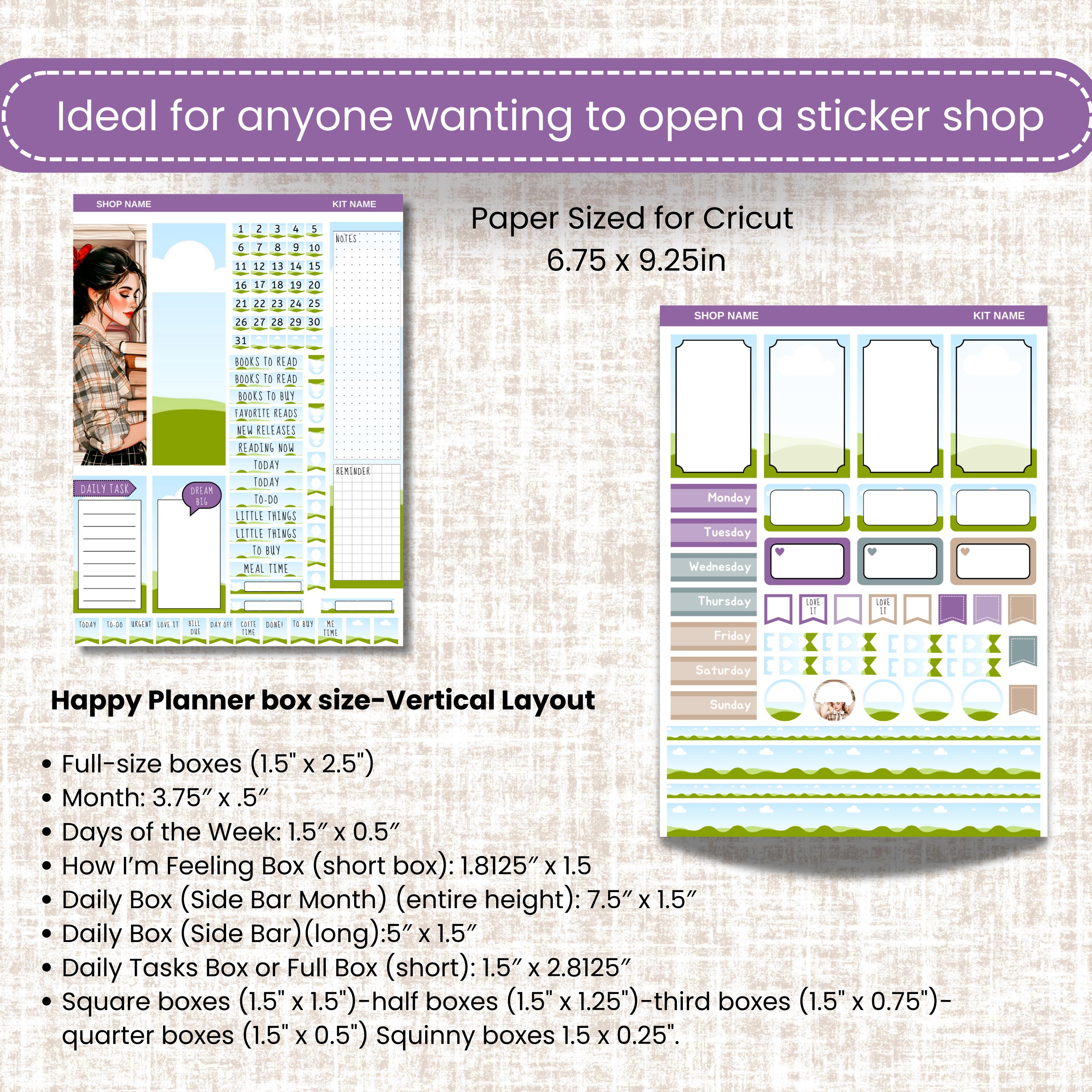 Editable Planner Sticker Template: DIY Journaling Stickers, Canva ...