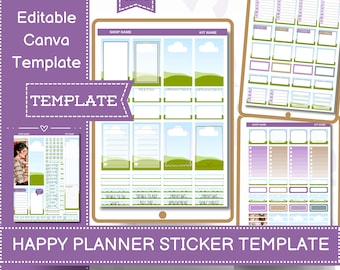 Editable Planner Sticker Template: DIY Journaling Stickers, Canva Compatible (PDF Download)