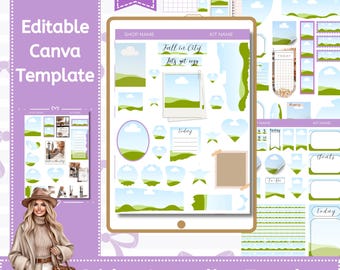 Editable Journal Sticker Template: Canva Custom Sticker Sheets (Digital Download)