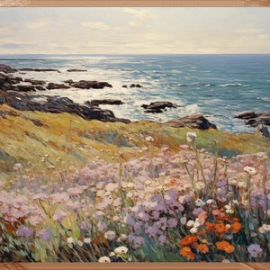 Wildflowers by the Sea Print Digital Download | Spring Floral Artwork | Country Cottage Art | Watercolor Wildflowers | Digital Download