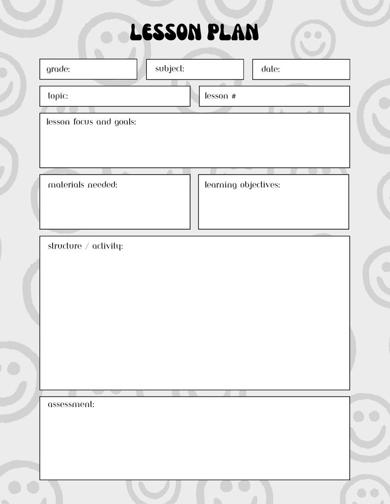 Printable Daily Lesson Plan Template - Etsy