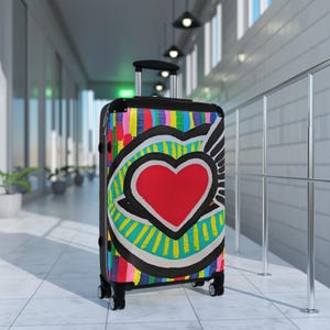 Suitcase, Travel Luggage, Wanderlust Bag, Traveler&#39;s Gift, Vacation Accessory, Travel Lover Present, Speak Love Original Painting by Tara