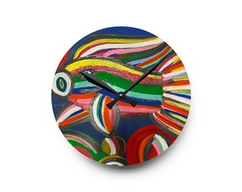 Horloge murale acrylique peinture originale Serenity Fish