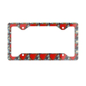 Moldura de placa de licença de metal com pintura original Heart Flutters