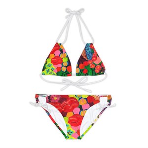 Wildflowers Original Painting Strappy Bikini Set (AOP)