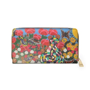 Cartera con cremallera estilo bohemio con estampado original de serpiente sagrada