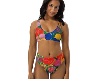 Bikini taille haute recyclé Wildflower