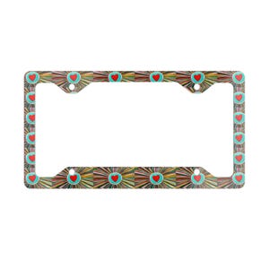 Moldura de placa de metal com pintura original Heart Vibes