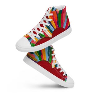 Heart Vibes Original Painting Women’s high top canvas shoes