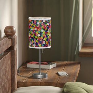 Table Lamp, Color Confetti original painting by Tara Crowder abstract artsy table lamp, Lamp on Stand, US CA plug, Home Decor, Night Light,
