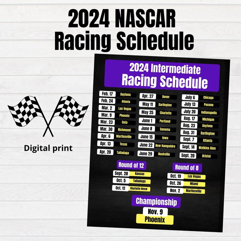 2024 Nascar Race Schedule, Stock Car Racing, 2024 Schedule, Race Fan