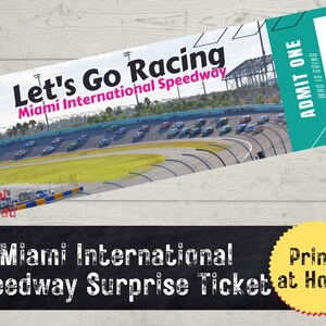 Miami International Speedway Surprise Ticket, Event Ticket, Nascar Race Fan Gift, Printable Ticket, PDF