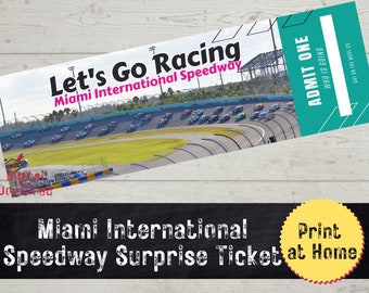 Miami International Speedway Surprise Ticket, Event Ticket, Nascar Race Fan Gift, Printable Ticket, PDF