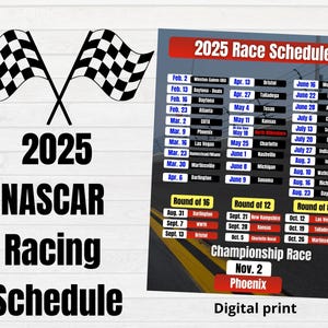 2025 Nascar Cup Race Schedule, Stock Car Racing, 2025 Schedule, Nascar Fan, Digital Download, PDF