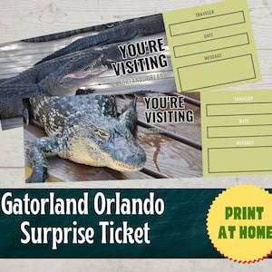 Gatorland druckbare Überraschungskarte, Überraschungsreise enthüllen Ticket, Geburtstagsfeier, druckbare Überraschungskarte, Florida Sehenswuerdigkeiten, PDF
