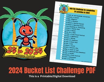 2024 Bucket List, 24 in 2024 Bucket List Challenge, Florida Bucket List, Travel Bucket List, Adventure Checklist, PDF, Digital Download