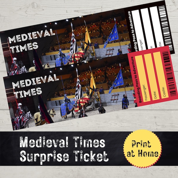 Medieval Times Surprise Ticket, Print at Home Ticket, Surprise Ticket, Orlando Vacation, PDF, Knights and Castles, Themed Party