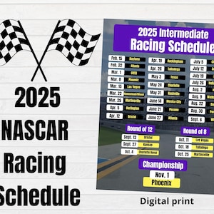 2025 Nascar Race Schedule, Stock Car Racing, 2025 Schedule, Race Fan, Digital Download, PDF