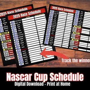 Nascar Cup Schedule, 2025 Nascar Schedule, Fill in the Blank Schedule, PDF, Printable Race Schedule