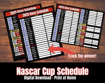 Nascar Cup Schedule, 2025 Nascar Schedule, Fill in the Blank Schedule ...