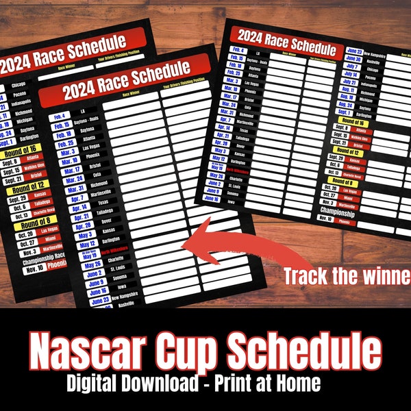 Nascar Cup Schedule, 2024 Nascar Schedule, Fill in the Blank Schedule, PDF, Printable Race Schedule