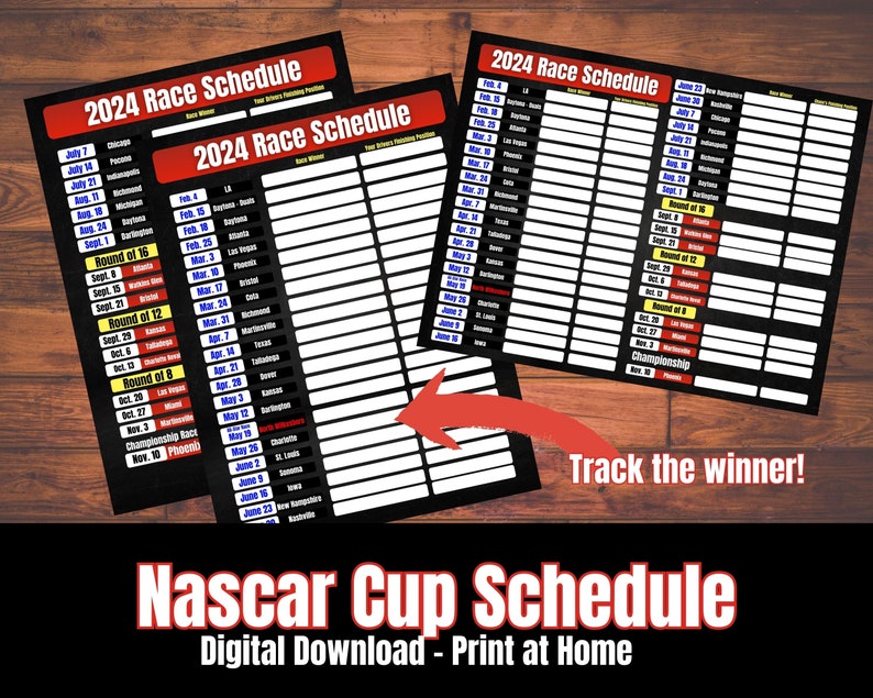 Nascar Cup Schedule, 2025 Nascar Schedule, Fill in the Blank Schedule