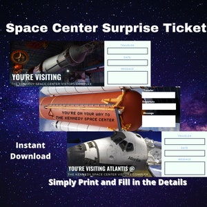 Kennedy Space Center Ticket, Geburtstagsüberraschung, Überraschungsticket, Weltraumpartyzubehör, Weltraumreise, PDF, druckbare Karte