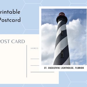 St. Augustine Lighthouse druckbare Postkarte, Florida Souvenir, Reiseandenken, historisches Wahrzeichen