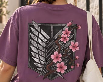 Attack on Titan TShirt Sakura Blossom Wings of Freedom Manga Anime Gift , AOT Tee