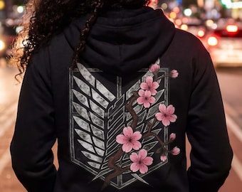 Shingeki no Kyojin Hoodie - Attack on Titan, Manga Anime Wings of Freedom with Sakura