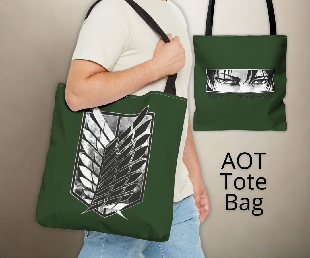 Attack on Titan Tote Bag - Levi Eyes & Wings of Freedom, Levi Ackerman ...