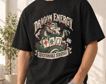 Mahjong Dragon T-Shirt Unisex Oversized Boxy Tee, Gift for Her or Him, Bella+Canvas