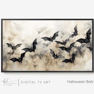 Halloween Bats Samsung Frame TV Art, Halloween Landscape Digital Painting. Instant Download Art for the Samsung Frame TV. Art for TV