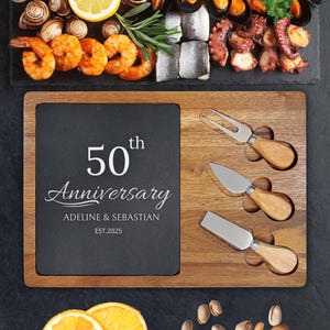 50th Anniversary Gifts - Personalized Charcuterie Board for Golden Wedding Anniversary