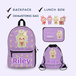 Personalized Back to school Gifts: Kids Backpack, Bento Lunch Box, Drawstring Bag Set, Custom Backpack, Toddler Backpack, Labubu Accessories