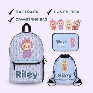 Personalized Kids Backpack, Lunch Box & Drawstring Bag Set, Custom Backpack, Back to School Gifts, Toddler Backpack, Labubu Accessories