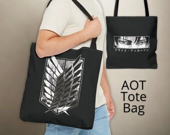 Attack on Titan Levi Ackerman Tote Bag - Levi Eyes & Wings of Freedom, Anime Gift