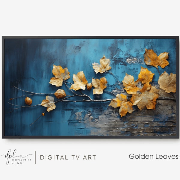 Feuilles d’or Samsung Frame TV Art, Peinture numérique de paysage de feuilles d’automne. Téléchargez instantanément Fall Art pour le Samsung Frame TV. Art pour la télévision